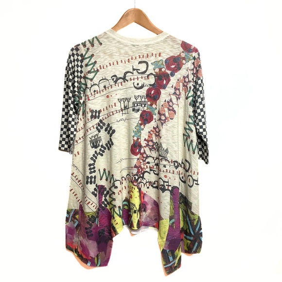 Inoah Wearable Art Checker Aysmeyrical Hem Tunic Womens SZ S Artsy Art Deco Punk - Picture 12 of 13